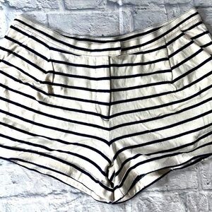 Tory Burch WORN ONCE Mid Rise Classic Stripe Pleated Summer Preppy Cuffed Shorts